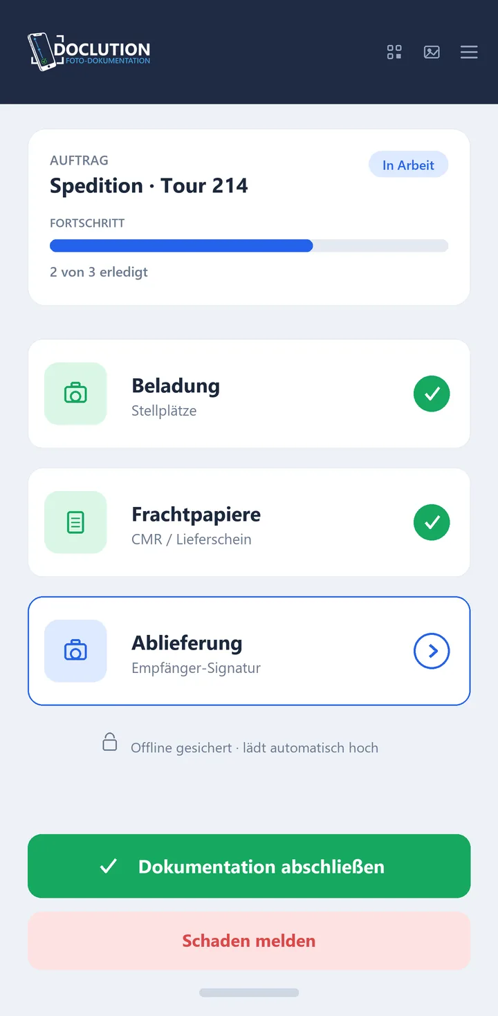 Doclution App – Spedition